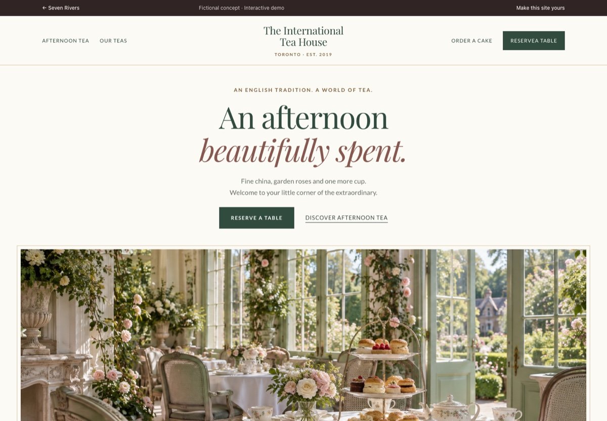 Screenshot of the The International Tea House sample website